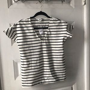 JCrew Flirty Navy & White Striped Top